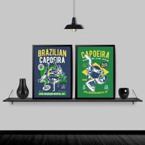 Kit 2 Quadros Capoeira Brasil 24X18Cm - Com Vidro Preta - Quadros On-Line