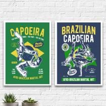 Kit 2 Quadros Capoeira Brasil 24x18cm - com vidro - Quadros On-line