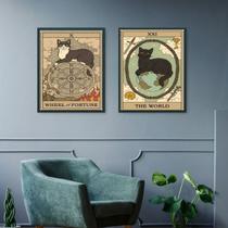 Kit 2 Quadros Cartas Tarot - Gatos 33x24cm