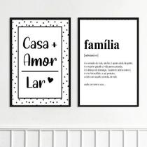 Kit 2 Quadros Casa Amor Lar Família 33X24Cm - Com Vidro