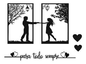 Kit 2 Quadros Casal + Frase Para Todo Sempre Mdf Vazado Cor Preto Cor da armação Preto Kit 2 Quadros Casal + Frase Para Todo Sempre Mdf Vazado Cor Preto Cor da armação Preto