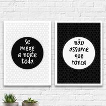 kit 2 Quadros Casal Ronca E Se Mexe 24x18cm - com vidro