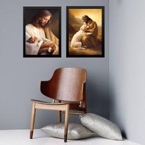 Kit 2 Quadros Clínica Veterinária - Jesus 33x24cm Kit 2 Quadros Clínica Veterinária - Jesus 33x24cm