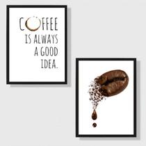 Kit 2 Quadros Coffee Good Idea - Grão 45x34cm Kit 2 Quadros Coffee Good Idea - Grão 45x34cm