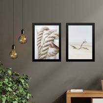 Kit 2 Quadros Coleção Praia - Corda e Tronco 45x34cm