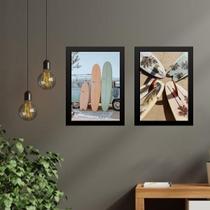 Kit 2 Quadros Coleção Praia Soft Surf 33X24Cm - Com Vidro