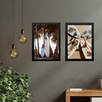 Kit 2 Quadros Coleção Praia Surf - Pranchas 24X18Cm - Vidro