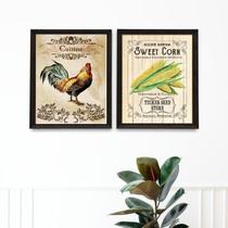 Kit 2 Quadros Country - Cozinha 33X24Cm