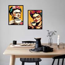 Kit 2 Quadros Cozinha Cantinho Do Café Frida 45x34cm - com vidro Kit 2 Quadros Cozinha Cantinho Do Café Frida 45x34cm - com vidro