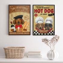 Kit 2 Quadros Cozinha Dachshund 24x18cm - com vidro Kit 2 Quadros Cozinha Dachshund 24x18cm - com vidro