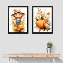 Kit 2 Quadros Cozinha Espantalho Abóbora 24X18Cm - Com Vidro Kit 2 Quadros Cozinha Espantalho Abóbora 24X18Cm - Com Vidro