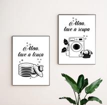 Kit 2 Quadros Cozinha Lavanderia Lave Louça Roupa 20x28cm Kit 2 Quadros Cozinha Lavanderia Lave Louça Roupa 20x28cm