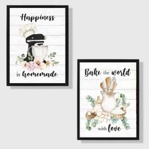 Kit 2 Quadros Cozinha Provençal - Confeitaria 33x24cm Kit 2 Quadros Cozinha Provençal - Confeitaria 33x24cm
