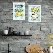 Kit 2 Quadros Cozinha Vintage - Limões 33x24cm Kit 2 Quadros Cozinha Vintage - Limões 33x24cm