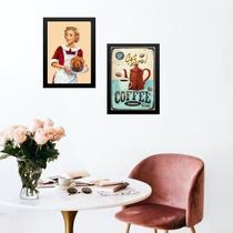 Kit 2 Quadros Cozinha Vintage Pin Up 33X24Cm