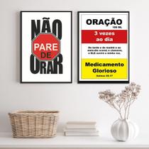 Kit 2 Quadros Cristãos Oração - Medicamento 45x34cm Kit 2 Quadros Cristãos Oração - Medicamento 45x34cm