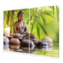 Kit 2 Quadros Decoração Buda Bambu Velas Zen Canva 60x40 Kit 2 Quadros Decoração Buda Bambu Velas Zen Canva 60x40