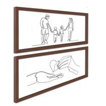 Kit 2 Quadros Decoração Casal Família Filhos Decoração Quarto Sala com Moldura
