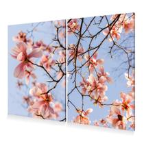 Kit 2 Quadros Decoração Flores de Magnólia Rosa Canvas 60x40 Kit 2 Quadros Decoração Flores de Magnólia Rosa Canvas 60x40