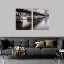 Kit 2 Quadros Decorativo Paris Pont Des Arts - Mosaico 45x60