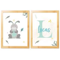 Kit 2 Quadros Decorativos 20x30cm Infantil Personalizado com o Nome Bebê Para Quarto