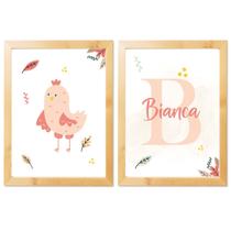 Kit 2 Quadros Decorativos 20x30cm Infantil Personalizado com o Nome Bebê Para Quarto