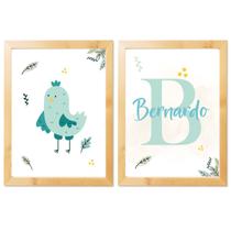 Kit 2 Quadros Decorativos 20x30cm Infantil Personalizado com o Nome Bebê Para Quarto