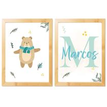 Kit 2 Quadros Decorativos 20x30cm Infantil Personalizado com o Nome Bebê Para Quarto