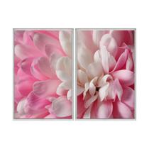 Kit 2 quadros decorativos 60x80cm vidro flor rosa e branca flnt056