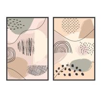 Kit 2 Quadros Decorativos Abstrato Cores Neutras - Sim - GG