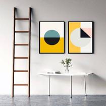 Kit 2 Quadros Decorativos Abstratos Círculos 45x34cm