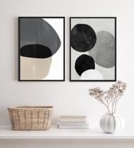 Kit 2 Quadros Decorativos Abstratos- Círculos Cinza 45x34cm Kit 2 Quadros Decorativos Abstratos- Círculos Cinza 45x34cm