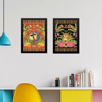 Kit 2 Quadros Decorativos Arte Amazônia - Brasil 24x18cm - com vidro Kit 2 Quadros Decorativos Arte Amazônia - Brasil 24x18cm - com vidro