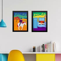 Kit 2 Quadros Decorativos Arte Goiás - Brasil 33x24cm - com vidro
