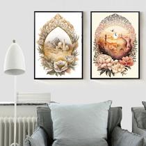 Kit 2 Quadros Decorativos Artes Muçulmanas 33x24cm - com vidro Kit 2 Quadros Decorativos Artes Muçulmanas 33x24cm - com vidro