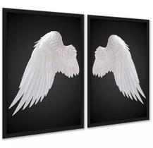 Kit 2 Quadros Decorativos Asas De Anjo 24x18cm - com vidro