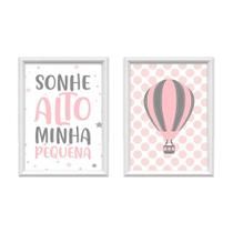 Kit 2 Quadros Decorativos Balão Sonhe Alto 34x44cm Kit 2 Quadros Decorativos Balão Sonhe Alto 34x44cm