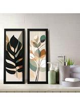Kit 2 Quadros Decorativos Banheiro Estilo Floral Sofisticado