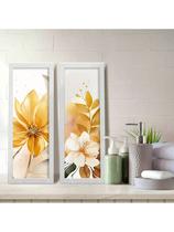 Kit 2 Quadros Decorativos Banheiro Lavabo Flor Dourada Elegance Kit 2 Quadros Decorativos Banheiro Lavabo Flor Dourada Elegance