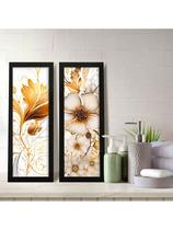 Kit 2 Quadros Decorativos Banheiro Lavabo Flores Luxuosas