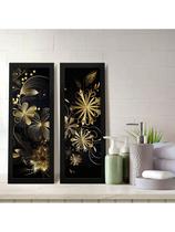 Kit 2 Quadros Decorativos Banheiro Lavabo Flores Luxuosas