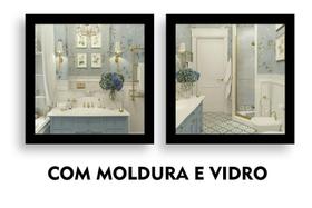 Kit 2 Quadros Decorativos Banheiro Toalete Lavabo Charmoso Elegante