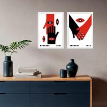 Kit 2 Quadros Decorativos Bauhaus - Mãos Dadas 33x24cm