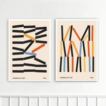 Kit 2 Quadros Decorativos Bauhaus Minimalista 24x18cm - com vidro