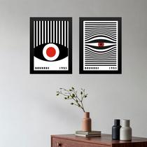 Kit 2 Quadros Decorativos Bauhaus Olhos Listras 33x24cm - com vidro Kit 2 Quadros Decorativos Bauhaus Olhos Listras 33x24cm - com vidro