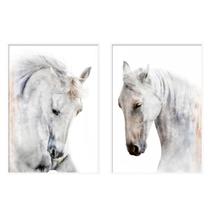 Kit 2 Quadros Decorativos Beleza Indomável Cavalo Branco