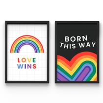 Kit 2 Quadros Decorativos Born This Way Orgulho Lgbtqia+ A2