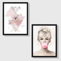 Kit 2 Quadros Decorativos Brigitte Bardot 33x24cm - com vidro