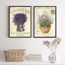 Kit 2 Quadros Decorativos Buquê De Lavanda 24x18cm Kit 2 Quadros Decorativos Buquê De Lavanda 24x18cm