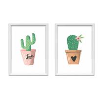 Kit 2 Quadros Decorativos Cactos Minimalista 34X44Cm Kit 2 Quadros Decorativos Cactos Minimalista 34X44Cm